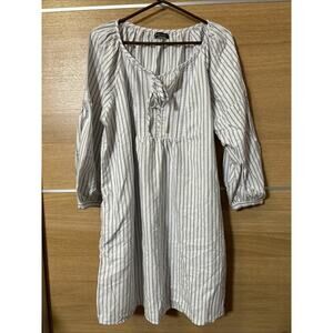 Abercrombie & Fitch Women XL Nautical Striped Tunic V Neck Balloon Sleeve Dress